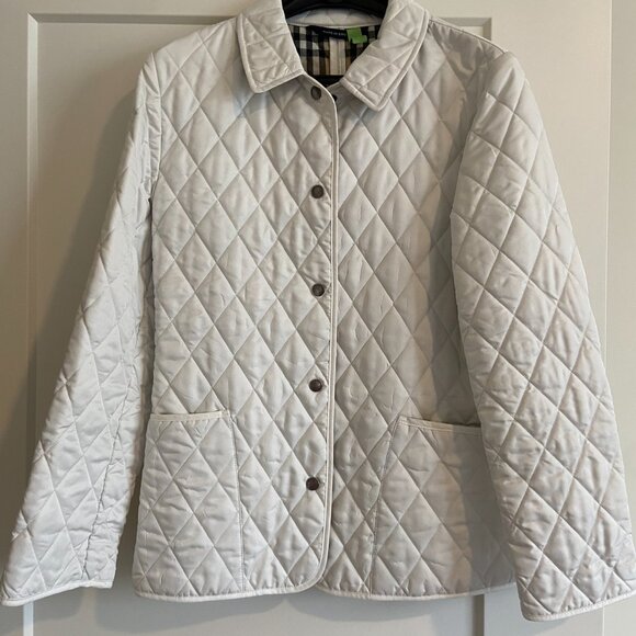 Burberry Constance Women’s White Quilted Jacket w/ Signature Plaid Lining – Size - Picture 10 of 10